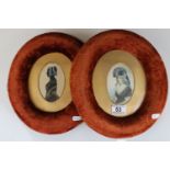 Two 19th century Oval Portraits, one being a Silhouette, contained in matching cushion frames,