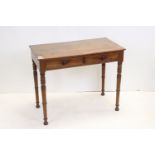 Victorian Mahogany Side Table with single drawer, raised on turned legs, 91cms long x 73cms high