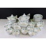 Victorian Part Tea Service decorated with clover and foliage comprising Teapot, Sugar Bowl, Lidded