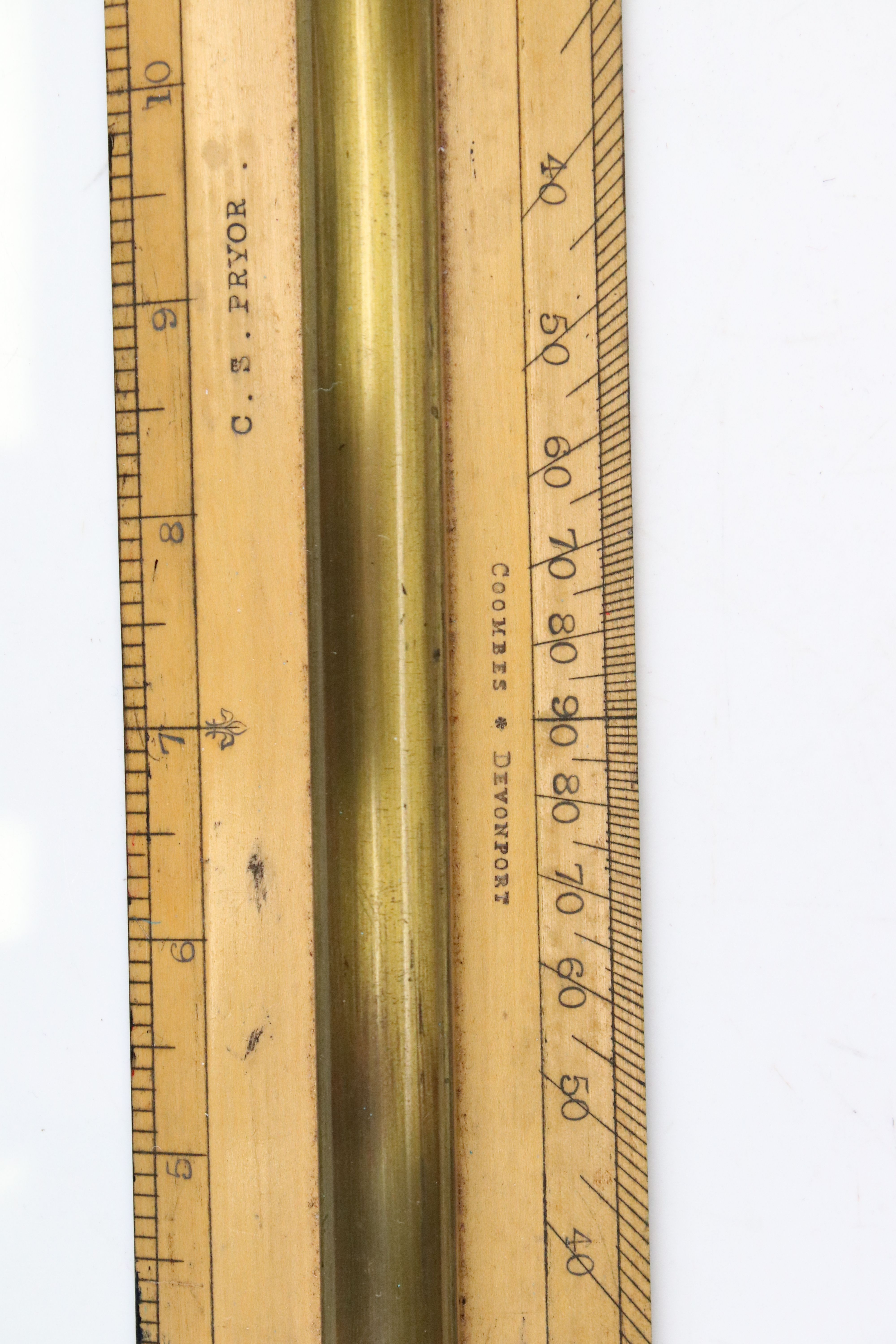 Boxwood parallel rolling ruler by Coombes of Devonport, approx. 38cm, lacking dividers, in a - Image 2 of 5