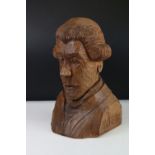 Oak ' Gnome Man ' Whittaker of Littlebeck Carved Bust of Mozart, 31cms high