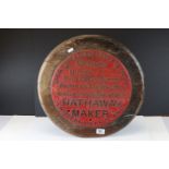 A cast iron manufacturers plaque, Hathaway Maker, Chippenham, England.