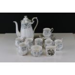 Royal Albert ' Silver Maple ' Coffee Set comprising Coffee Pot, Milk Jug, Sugar Bowl, Six Coffee