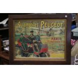 Large framed advertising print for Peugeot automobiles