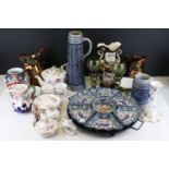 Mixed Lot of Ceramics including 19th century Mason's Ironstone Vase, 25cms high, Limoges G.D. & Co