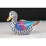 Herend porcelain Duck, 10cms long