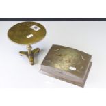 19th century Brass Candle Reflector in the form Tilt Top Table together with a White Metal Persian