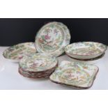 Royal Doulton Dessert ware decorated with exotic birds including six serving bowls and nine plates