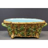 19th century Minton style majolica game tureen, missing lid, impressed mark to underside