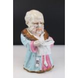 Victorian Conta & Boehme porcelain lidded tobacco jar in the form of an old man reading The Times