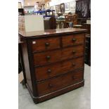 Victorian Mahogany Chest of Two Short over Three Long Drawers, raised on a plinth base (a/f to back)