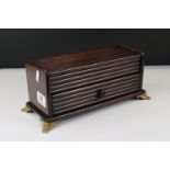 19th / Early 20th century Reeded Mahogany Ink Box, the drawer with ' copying ', ' black ' and a