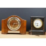 Two mantle clocks to include a Smiths electric and a slate example.