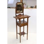 Edwardian Gentleman's Mahogany Tall Washstand with a swing mirror, the square top flanked by two