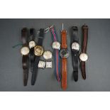 A collection of ten mainly vintage gents wristwatches to include Montine, Smiths, Otis and Fero