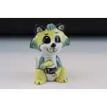 Lorna Bailey Cat holding a tin of tuna, 13.5cms high