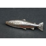 Silver salmon brooch