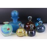 Four Mdina Glass Paperweights, tallest 13cms together with Two Mdina Glass Vases and Mdina Glass