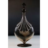 Simon Gate Smokey Glass Moulded-blown Decanter / Perfume Bottle and Stopper, designed for Sandvic,