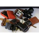 A collection of cameras to include Voigtlander, Chinon and Kodak examples.