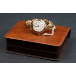 Vintage ladies manual wind Rolex 9ct gold dress watch with 9ct gold strap, inscribed 1917