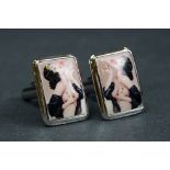 Pair of silver and enamel cufflinks with nude image
