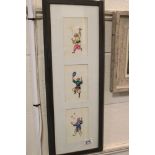 19th century Oriental School, a set of three fine Chinese watercolours on rice paper depicting