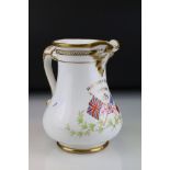 Early 20th century Porcelain Jug commemorating World War I with hand painted decoration of a Union