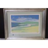 D Jolley, a 20th century studio framed abstract coastal beach scene entitled ' St Ives '