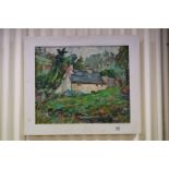 John Bowes (1899-1974) Oil on Board titled to verso ' Cottage in the Wye Valley ', signed lower