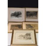 Sir Francis Seymour Haden (British 1818-1910), five landscapes, drypoint etchings, three signed in
