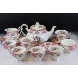 Royal Albert ' Lady Carlyle ' Tea Set comprising Tea Pot, Milk, Sugar, 6 Tea Cups, Saucers and Tea