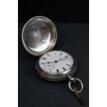 A fully hallmarked sterling silver cased 30 day key wound pocket watch.