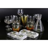 Collection Powell / Whitefriars Glassware including Twelve Drinking Glasses, Carafe and Two