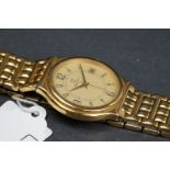 Zenith gold plated gents Swiss dress watch, in original box with instruction booklet & guarantee