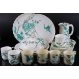 19th century Worcester Breakfast ware decorated in an Aesthetic style with Green Storks and