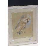 Pastel painting of a barn owl, signed Edwin Horne, approx. 37cm x 29cm
