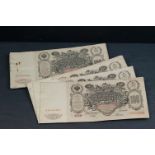 A collection of Russian 100 Rouble banknotes dated 1910.