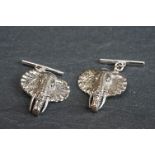 Pair of silver elephant head cufflinks