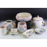 Collection of Twelve items of Poole Pottery including Biscuit Barrel, Two Bowls, Two Pots and