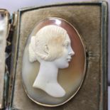 Stunning oval mid-19c Cameo brooch 2" tall 1.5" wide, set in a minimum 9ct gold mount with safety