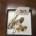 8 grams of assorted 9ct gold including a pair of cuff links, 1 x gold plated bar brooch, h/m 9ct