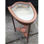 Heart shaped Vitrine show cabinet Edwardian period on slender supports, glazed top, with hinged