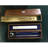 2 map reading instruments inc Alex Simpson gilt bronze in original box, plus 1 other nautical