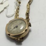 9ct gold ladies watch and bracelet, total weight 14 grams