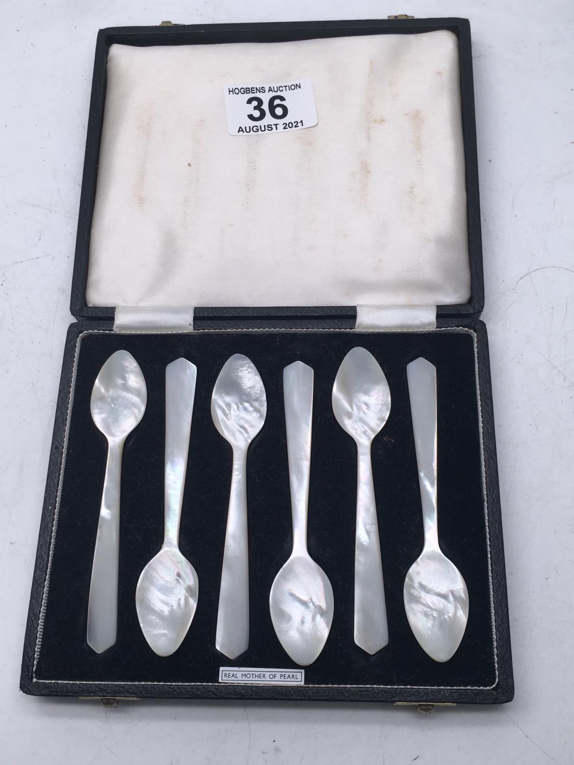 Boxed set of 6 x Mother of pearl Caviar spoons,