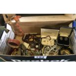 Box containing various beads and jewellery items,