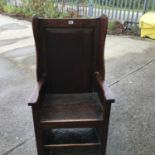 Interesting 18th century Monks Hall chair, 3' tall 24" wide (see photo for construction details)