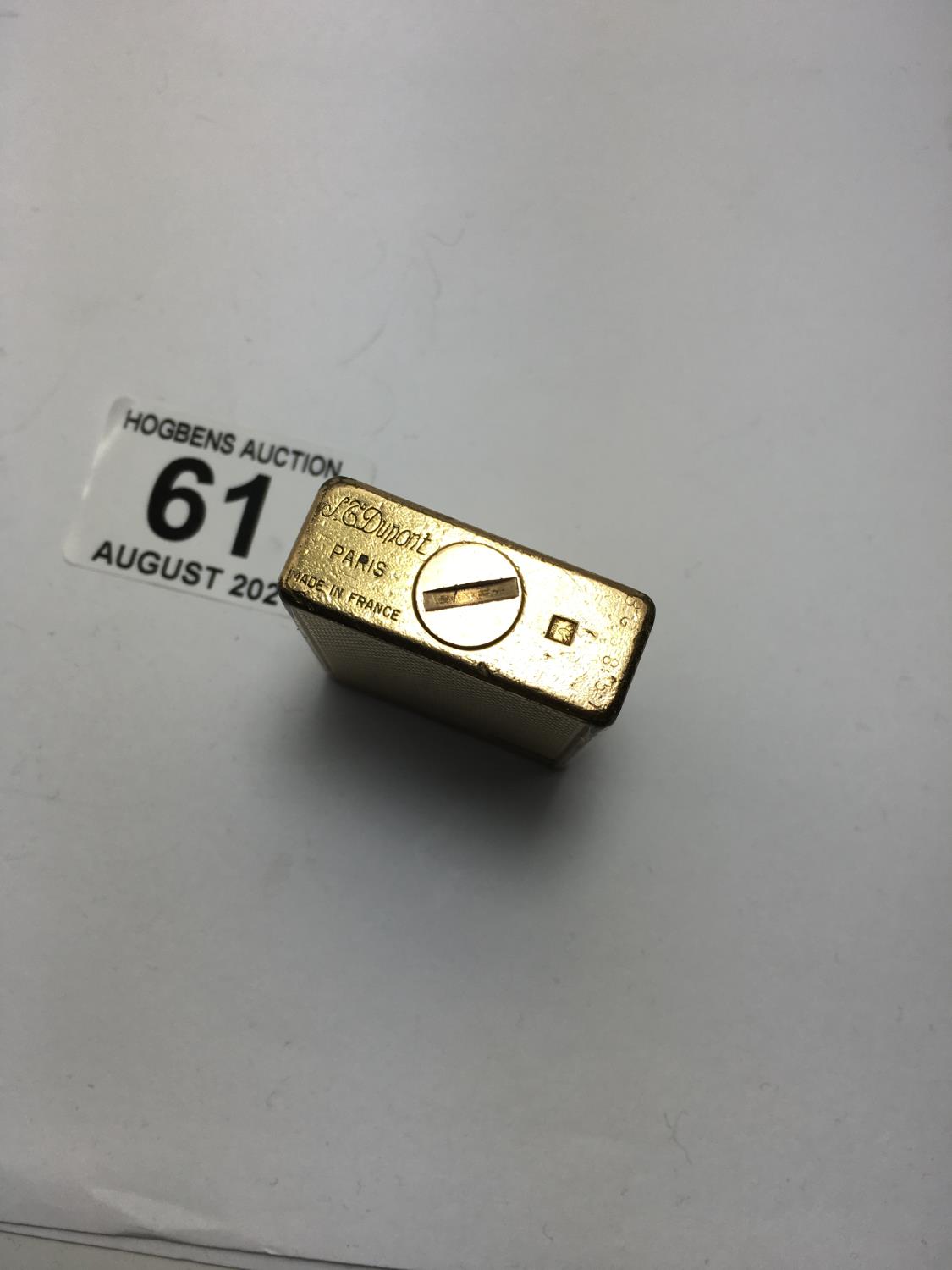 St DuPont gold plated lighter 1.5" tall No: 8G3851 - Image 2 of 3