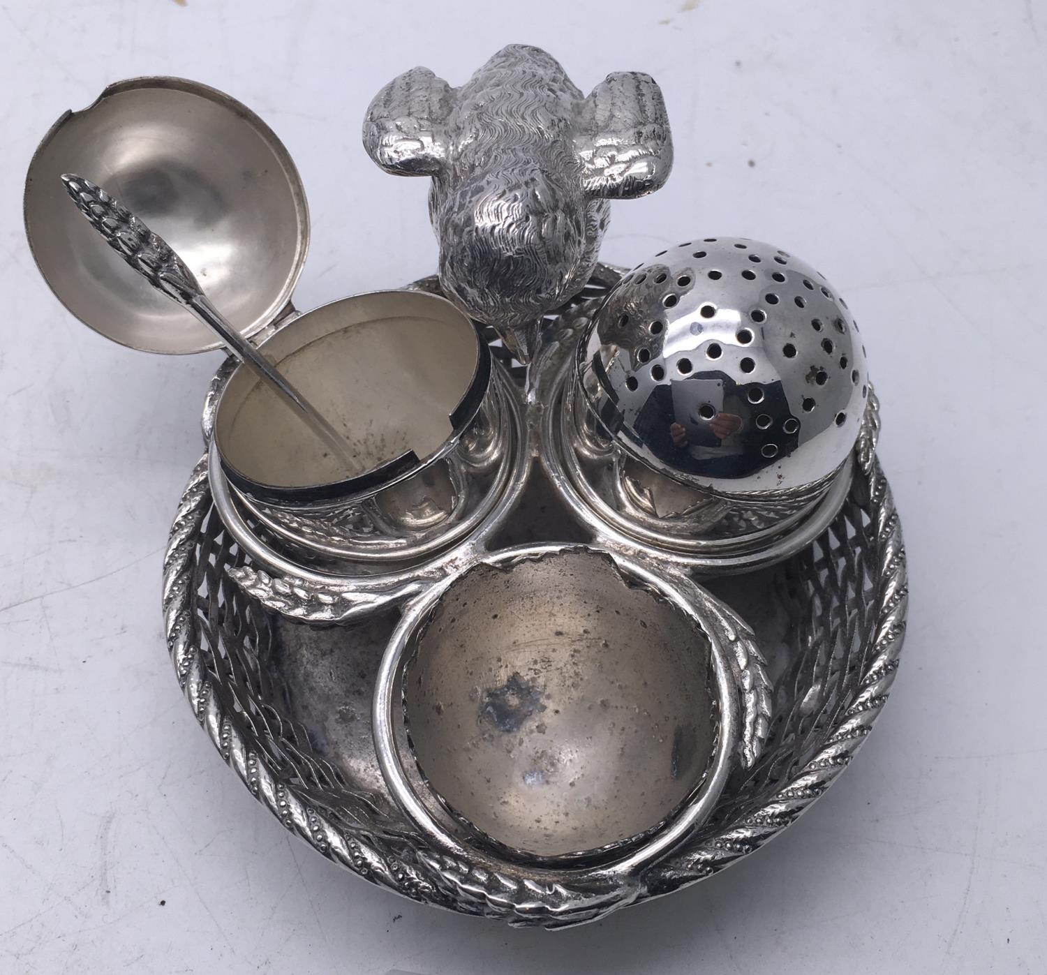 Mappin & Webb London late 19 th century boiled egg companion, salt, pepper, egg cup, all being - Image 2 of 2